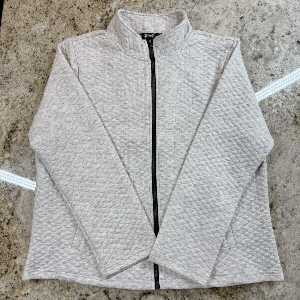 Onque Casual Quilted Jacket Women‎ XL Oat Full Zip Lightweight Layering NWT